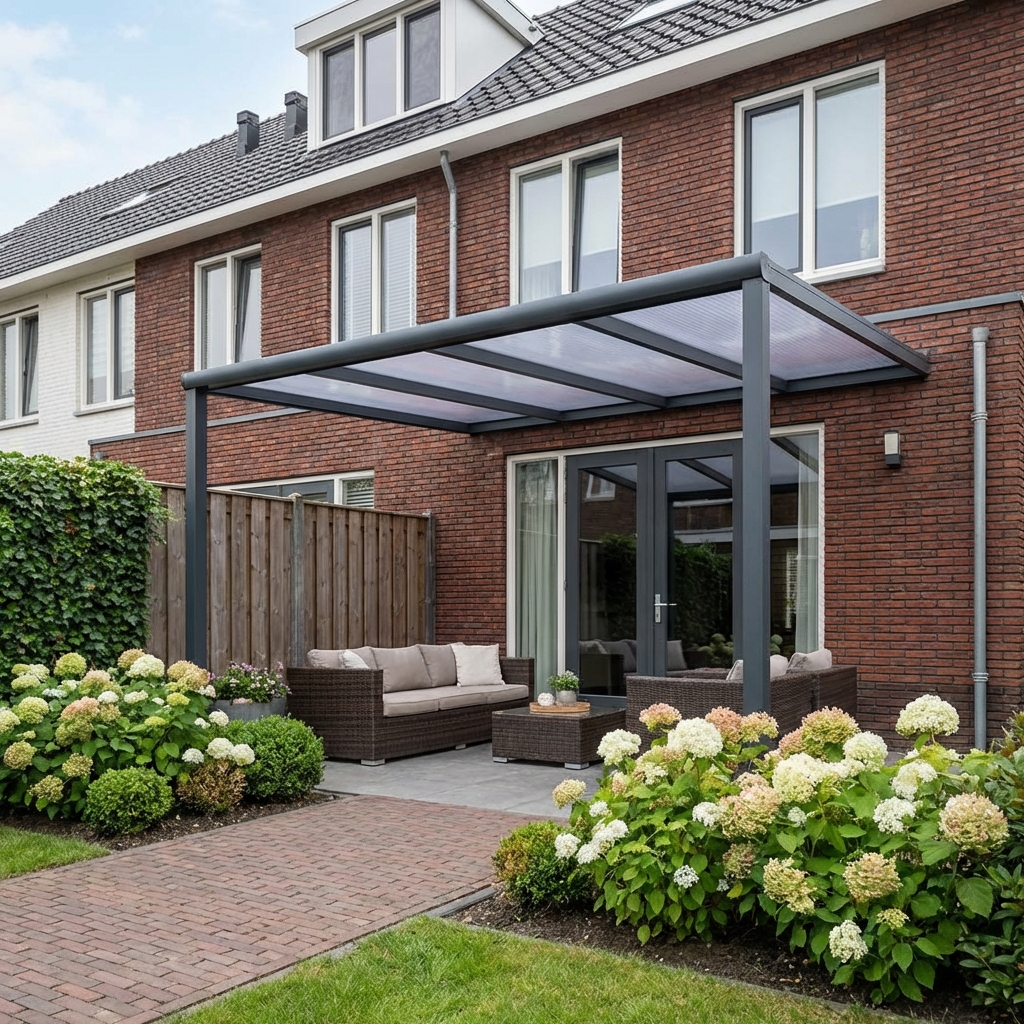 Overkapping aan huis heldere kanaalplaten polycarbonaat